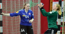 Kristin Schäfer (r.) ist in dieser Saison die unumstrittene Nummer eins im Tor der 05-Handballerinnen, schon sehr lange im Verein und auch in der kommenden Runde dabei. Vanessa Gerken (l.) konnte erst in der Rückrunde belegen, dass sie der Mannschaft ebenso helfen kann – Verbleib ungewiss. Als Neuzugang hat der Verein nun die Kirchhoferin Katarzyna Demianczuk verpflichtet.