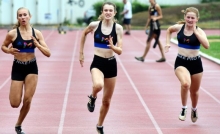 Drei der vier USC-Athletinnen, die am Wochenende bei den Deutschen U-16-Mehrkampfmeisterschaften antreten: v.l. Emma Kaul, Lilith Härle und Nele Schäfer...