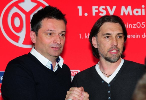 Im Frühjahr 2015 beförderte Manager Christian Heidel (l.) den U-23-Trainer Martin Schmidt zum Chefcoach am Bruchweg. Seit Montag sind die beiden als Vorstandsmitglied und Sportdirektor für die Geschicke der 05er verantwortlich.