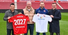 Mehr als nur eine Werbepartnerschaft (v.l.): 05-Sportvorstand Christian Heidel, profine-Chef Peter Mrosik, Trainer Bo Svensson, 05-Vorstandsvorsitzender Stefan Hofmann.