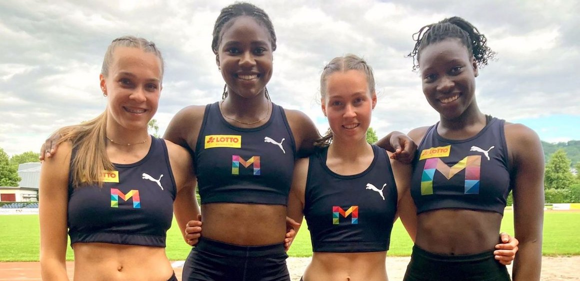 In Rheinland-Pfalz war noch keine U-20-Sprintstaffel so schnell wie (v.l.) Mia Louisa Schmitz, Judith Bilepo Mokobe, Mara Sophie Schmitz und Linda Zoé Amoikon.