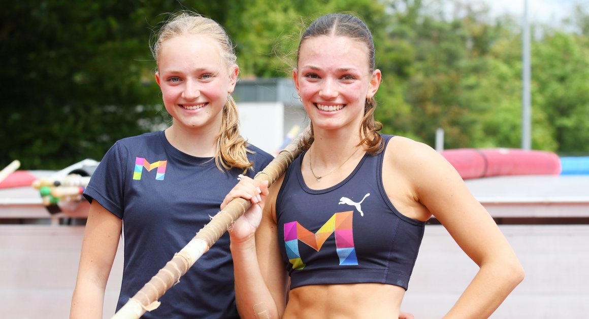 Line (l.) und Lotte Gretzler überquerten bei den Süddeutschen U-18-Meisterschaften 3,80 Meter beziehungsweise 4,10 Meter.