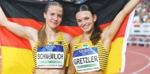 Erfolgreiches deutsches Siebenkampfduo: Lotte Gretzler wurde Siebte, die Rostockerin Maria Schnemilich schob sich mit dem 800-Meter-Lauf auf den Bronzeplatz vor.