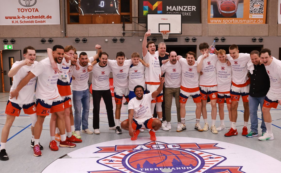 Nach 18 von 22 Spieltagen konnten die ungeschlagenen Basketballer des ASC Mainz die Meisterschaft in der Zweiten Regionalliga bejubeln.